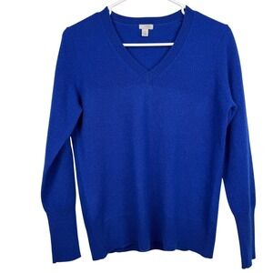 Halogen 100% Cashmere Sweater Womens Medium Petite Blue V-Neck Pullover